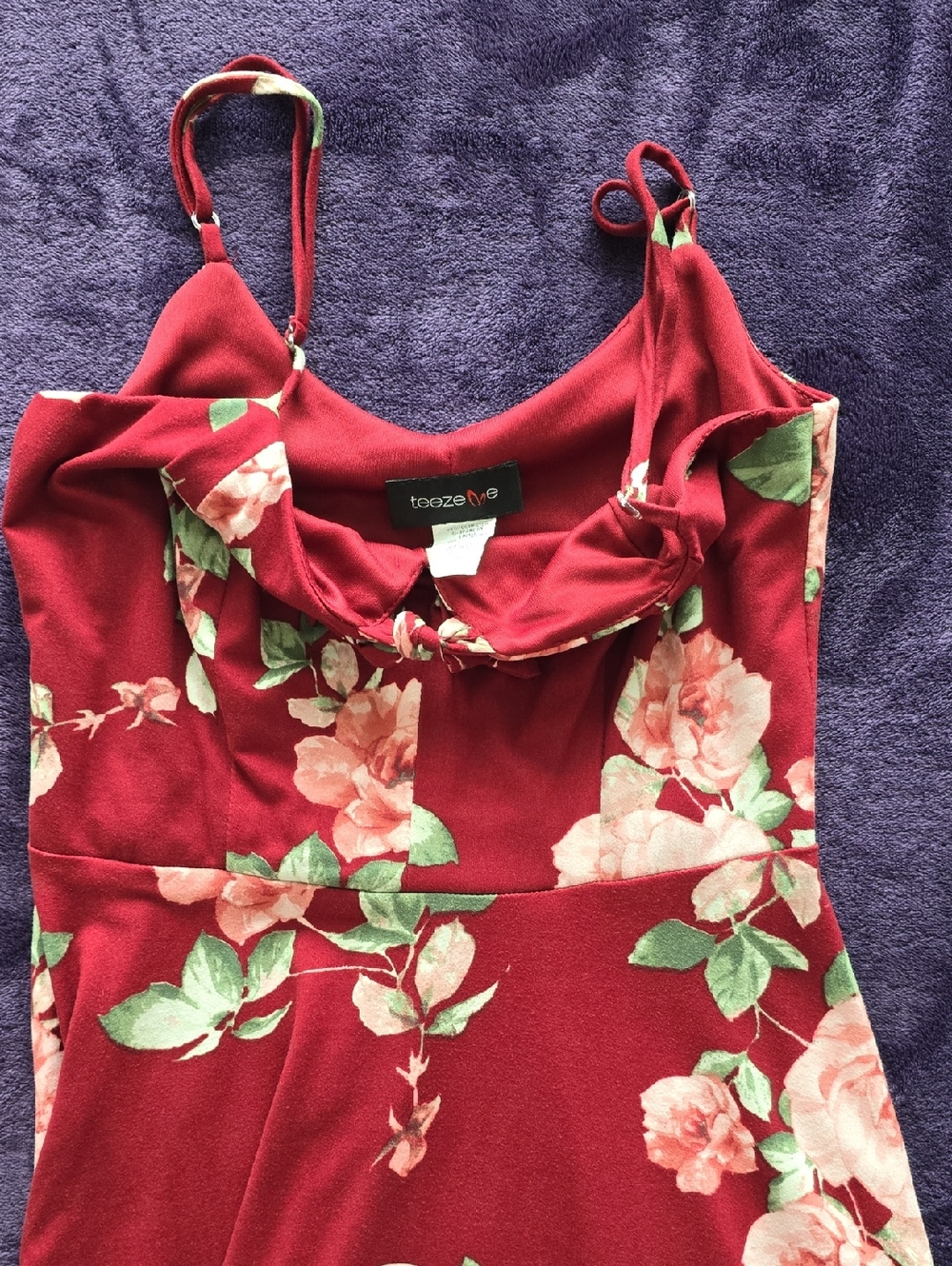 Teeze Me Red Dress with Pink Logo Accent